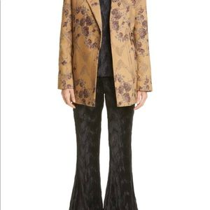 Ganni Pleated Flare Leg Satin Crop Pants